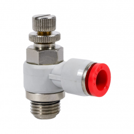SC-BL-06-M5-EC Фитинг угловой с регулировкой расхода (пневмодроссель), 6мм x M5